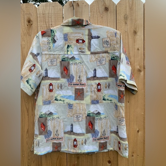 Vintage Hawaiian Shirt TanJay - Size 10  Button-up Lighthouse‎ Starfish Anchor - Picture 7 of 8